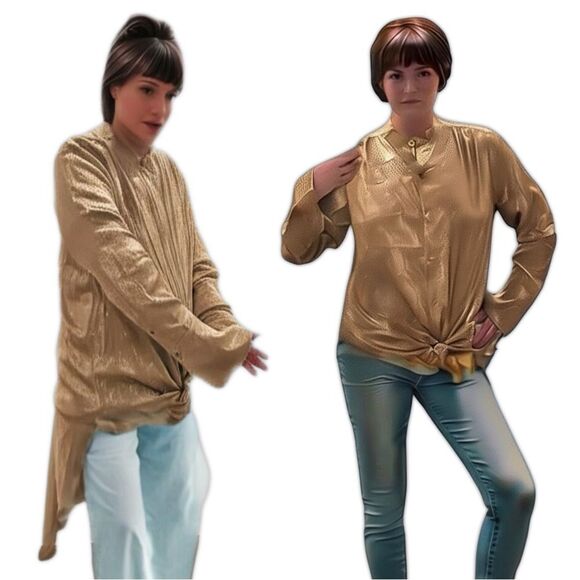 Adrienne Landau Onyx Satin Tunic Convertible Tunic Top Tan Snake Print - Picture 3 of 17